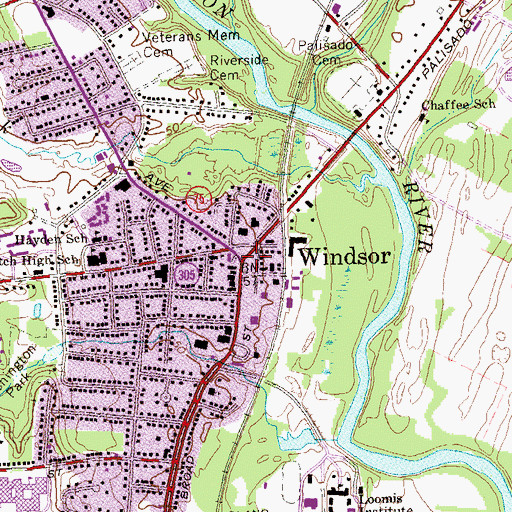 Topographic Map of Windsor, CT