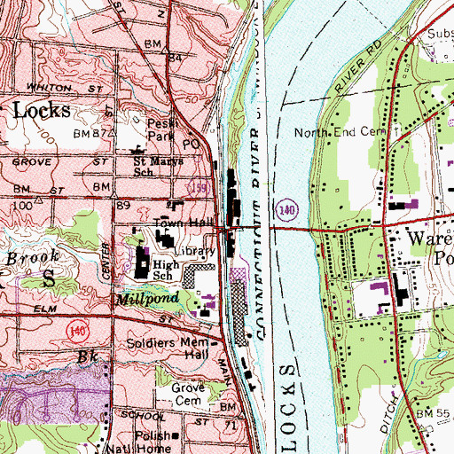 Topographic Map of Windsor Locks, CT