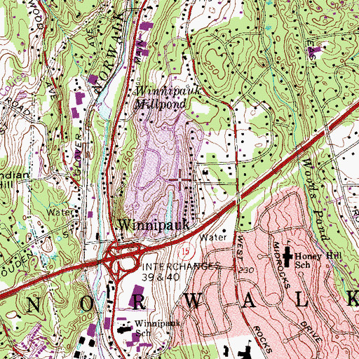 Topographic Map of Winnipauk, CT
