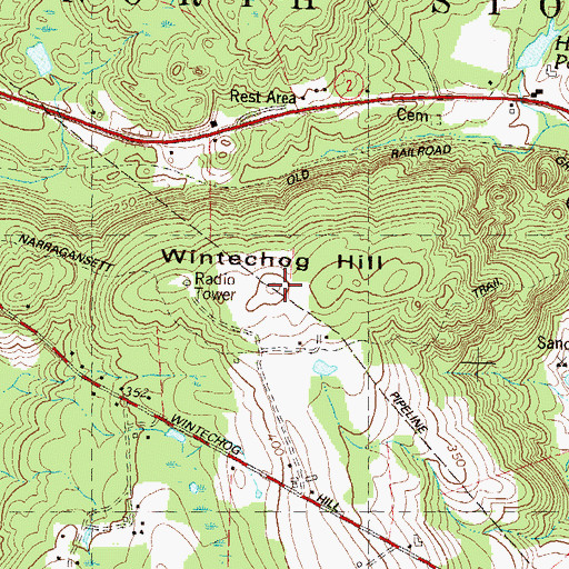 Topographic Map of Wintechog Hill, CT