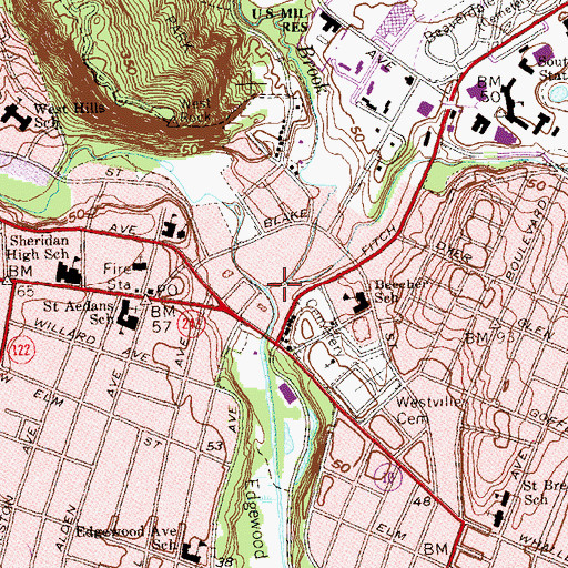 Topographic Map of Wintergreen Brook, CT