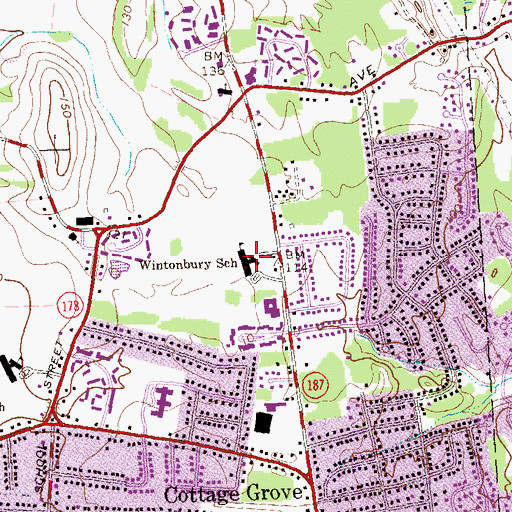 Topographic Map of Wintonbury School, CT
