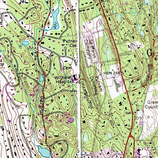Topographic Map of Witherell Hospital, CT