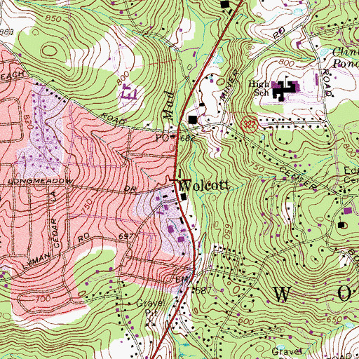 Topographic Map of Wolcott, CT