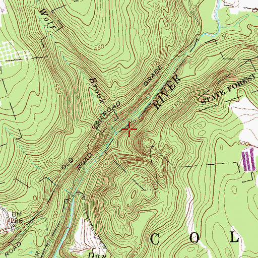 Topographic Map of Wolf Brook, CT