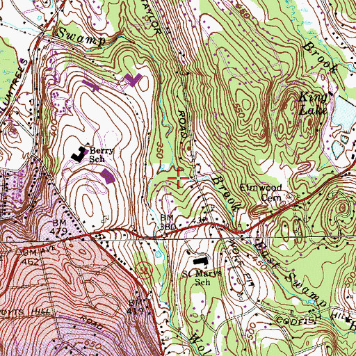 Topographic Map of Wolf Pit Brook, CT