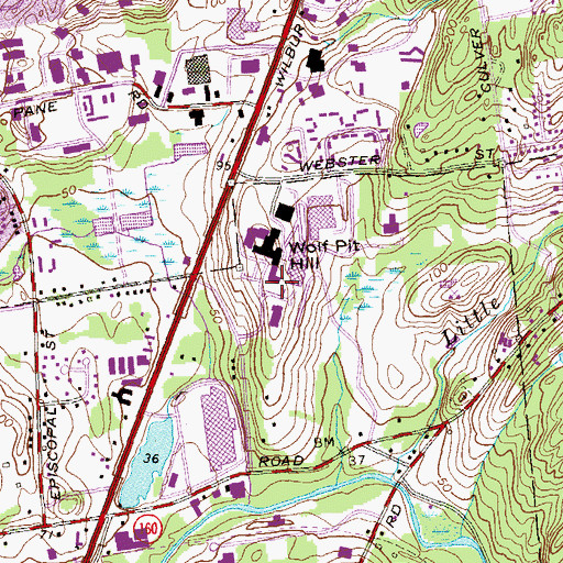Topographic Map of Wolf Pit Hill, CT