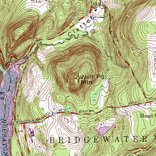 Topographic Map of Wolf Pit Mountain, CT