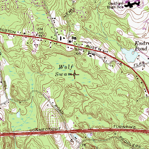 Topographic Map of Wolf Swamp, CT