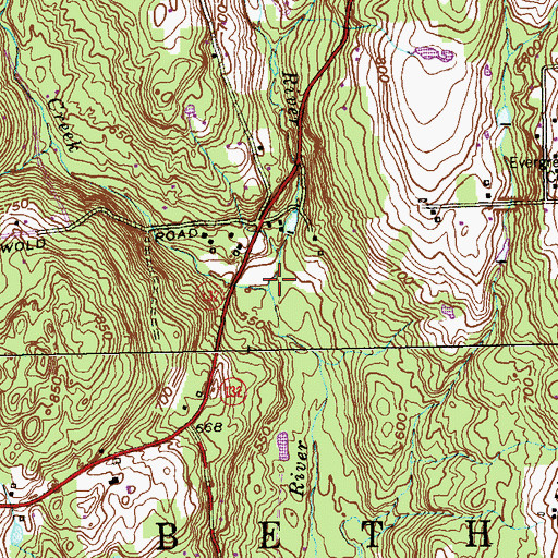 Topographic Map of Wood Creek, CT