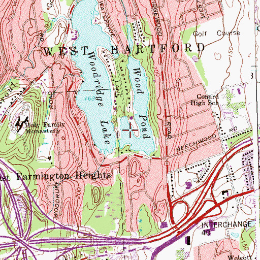 Topographic Map of Wood Pond, CT