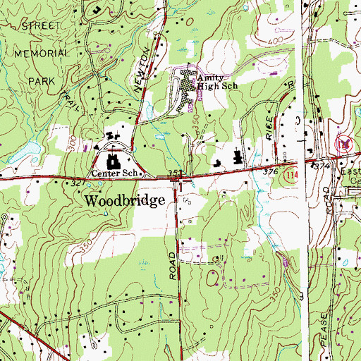 Topographic Map of Woodbridge, CT