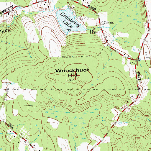 Topographic Map of Woodchuck Hill, CT