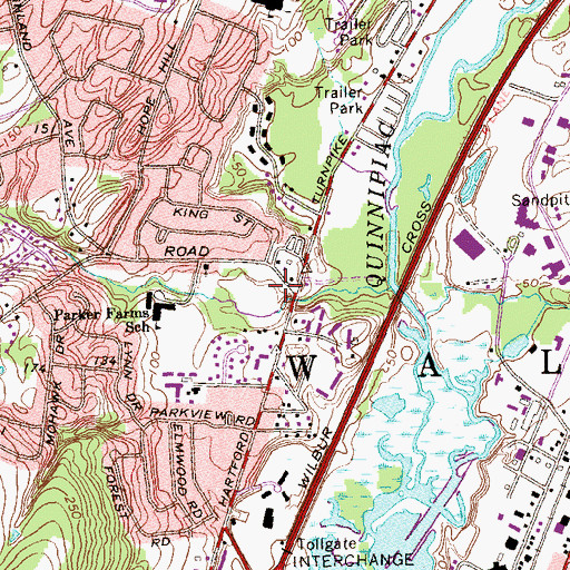 Topographic Map of Woodings Pond, CT