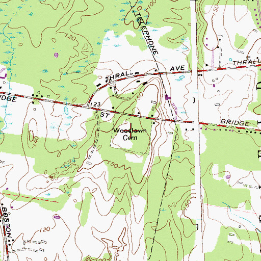 Topographic Map of Woodlawn Cemetery, CT
