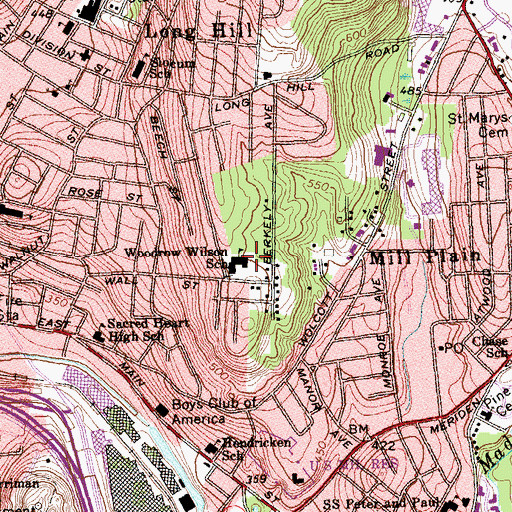 Topographic Map of Woodrow Wilson School, CT