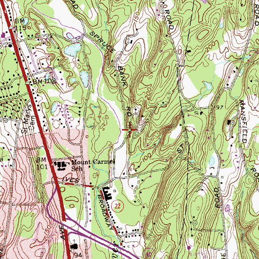 Topographic Map of Woodruffs Pond, CT