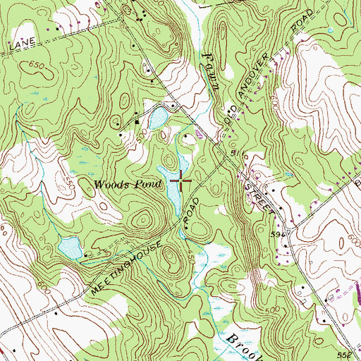 Topographic Map of Woods Pond, CT