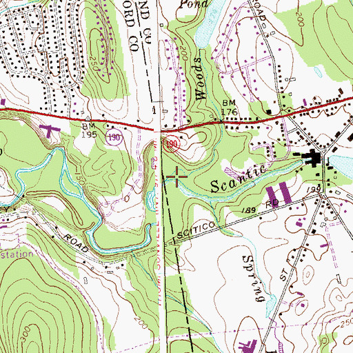 Topographic Map of Woods Stream, CT