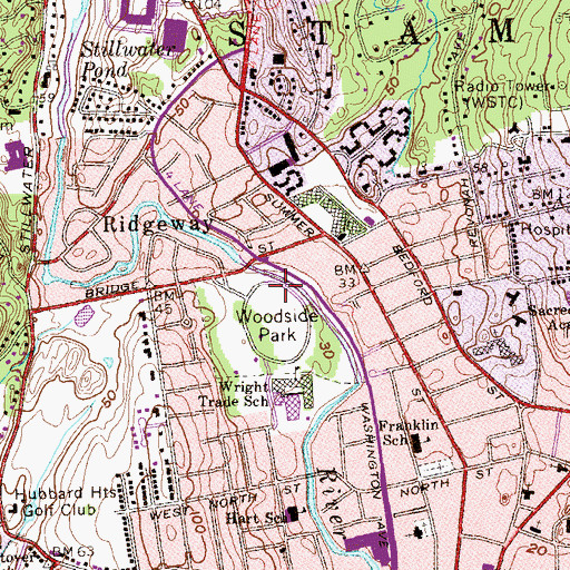 Topographic Map of Woodside Park, CT