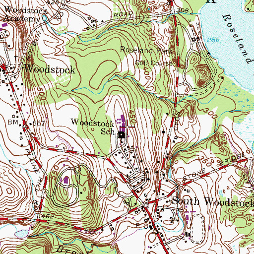 Topographic Map of Woodstock Elementary School, CT