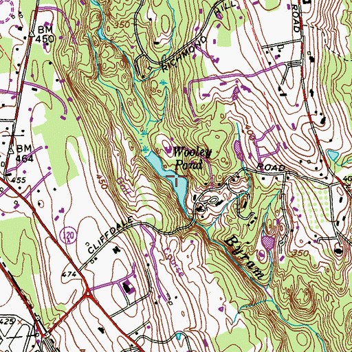 Topographic Map of Wooley Pond, CT