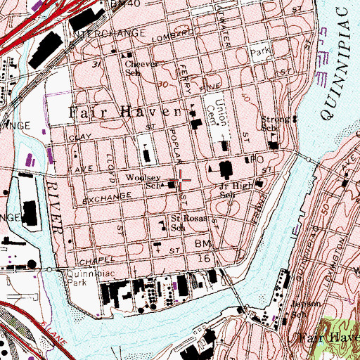 Topographic Map of Woolsey School, CT