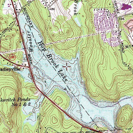 Topographic Map of Wooster Brook, CT