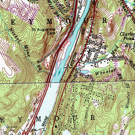 Topographic Map of Wooster Brook, CT