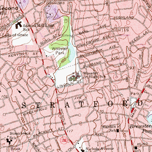 Topographic Map of Wooster Junior High School, CT