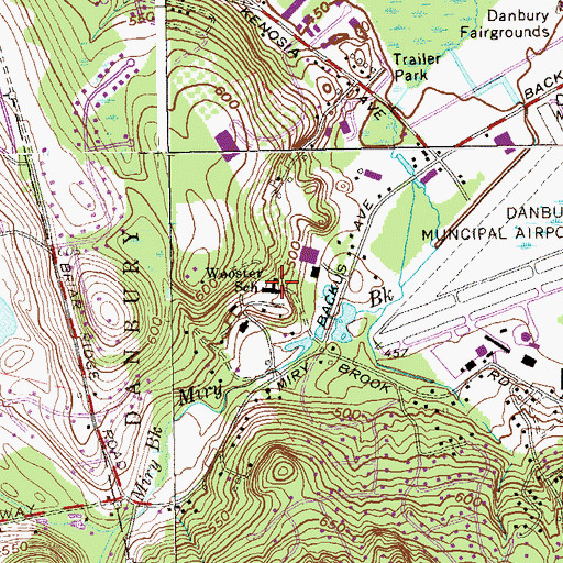 Topographic Map of David Wooster Middle School, CT