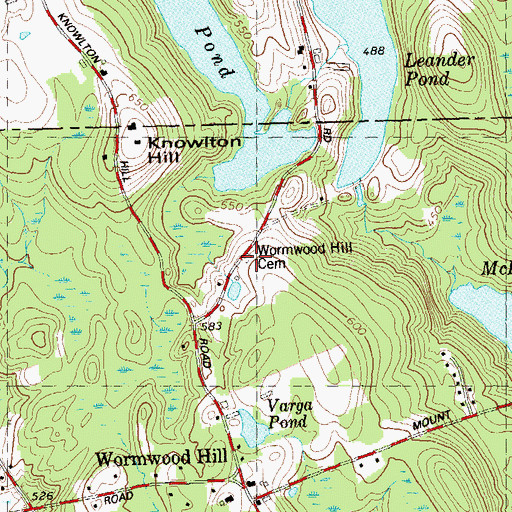 Topographic Map of Wormwood Hill Cemetery, CT