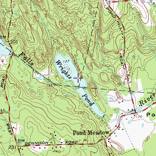 Topographic Map of Worthington Pond, CT