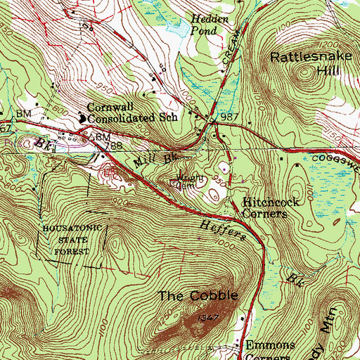 Topographic Map of Wright Cemetery, CT