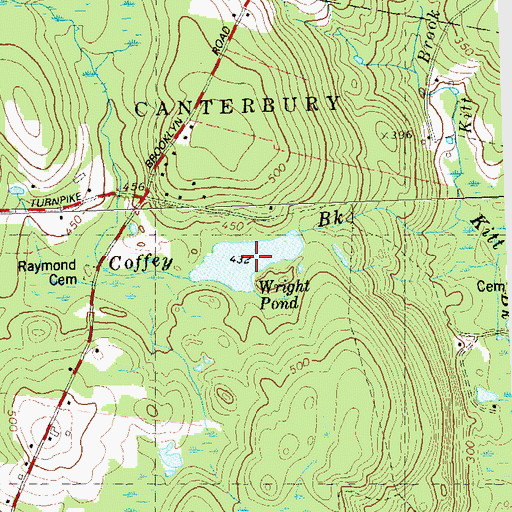 Topographic Map of Wright Pond, CT