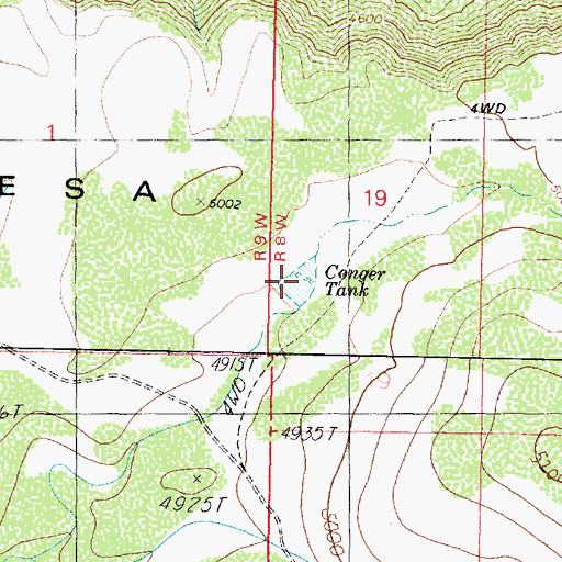 Topographic Map of Conger Tank, AZ