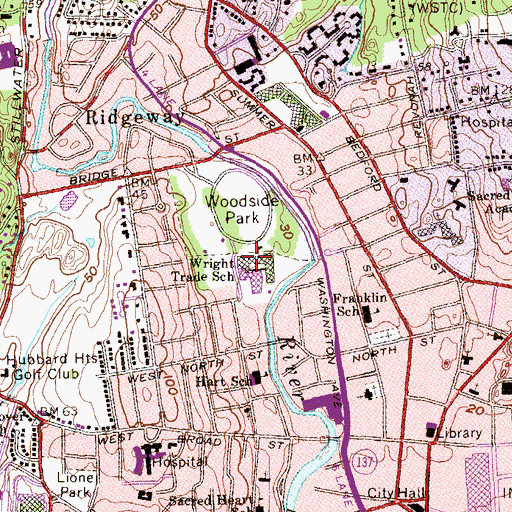 Topographic Map of Wright Trade School, CT