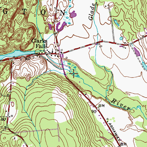Topographic Map of Wyassup Brook, CT