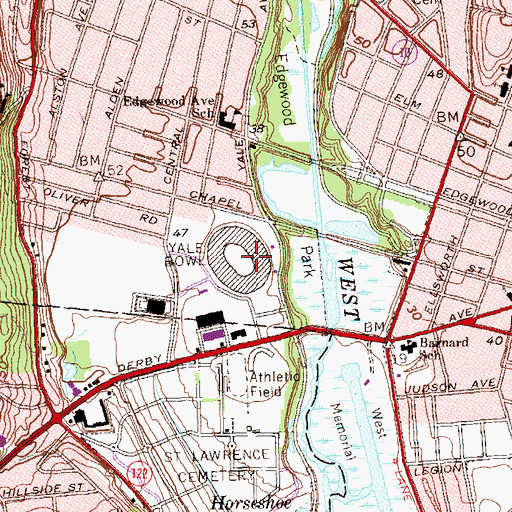 Topographic Map of Yale Bowl, CT