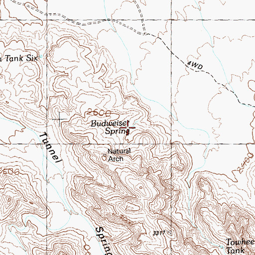 Topographic Map of Budweiser Spring, AZ