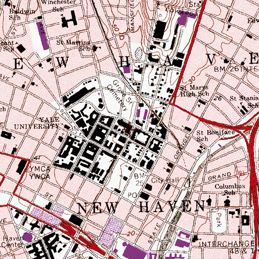 Topographic Map of Yale University, CT