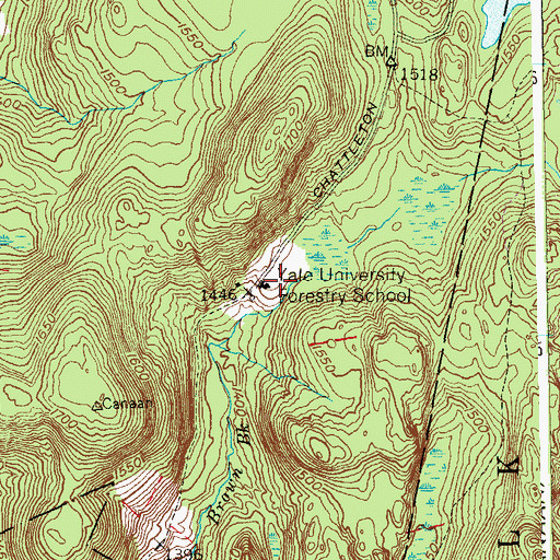 Topographic Map of Yale University Forestry School, CT
