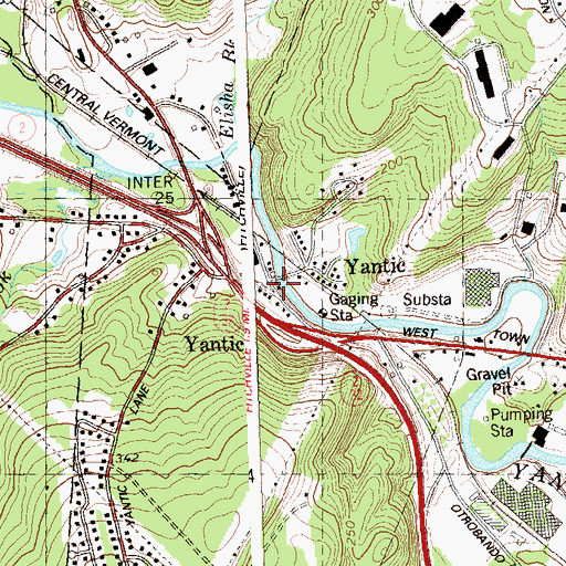 Topographic Map of Yantic, CT