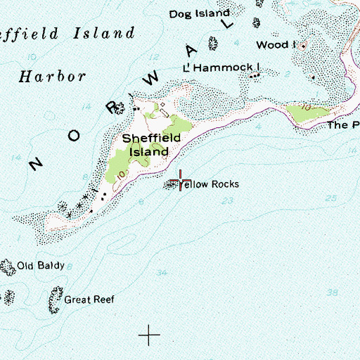 Topographic Map of Yellow Rocks, CT