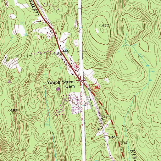 Topographic Map of Young Street Cemetery, CT