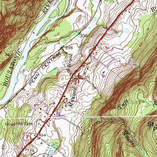 Topographic Map of Yuza Mini Brook, CT