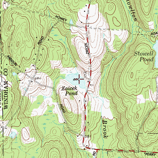 Topographic Map of Zaicek Pond, CT