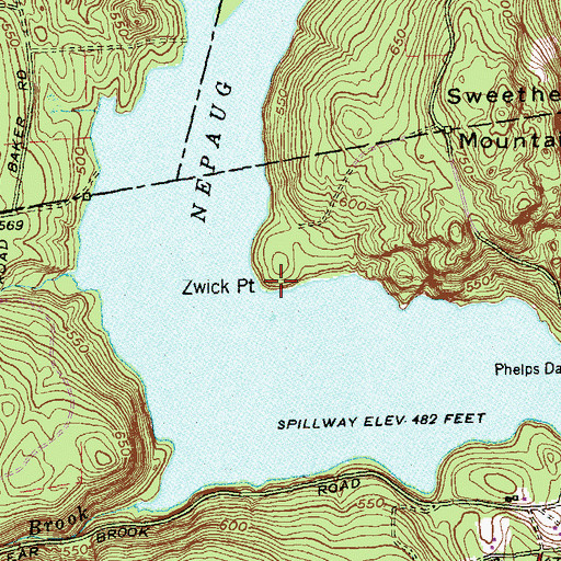 Topographic Map of Zwick Point, CT
