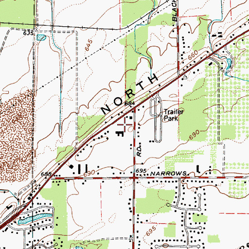 Topographic Map of Long Meadow Square Shopping Center, OH