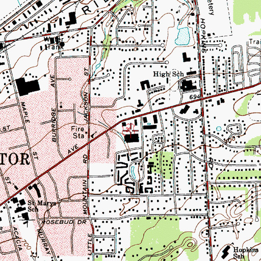 Topographic Map of Mentor Town Center Shopping Center, OH
